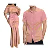 Party Dresses Women Polynesian Sexy Fishtail Dress Samoa Tribal Style Men Shirt Pink Couple Fashion Match Customized Banquet Gowns