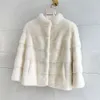 Neck Short Women's Standing Young Mink Fur Grass Coat Fashion 2023 NY 6220