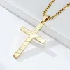 Rostfritt stål Cross Necklace America Stars Stripes Jesus Christ Religious Cross Halsband Män hiphop smycken