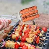 ツール3ウェイグリル串焼きエビのグリルステンレススチールスティックプッシュバー3ポング串焼きスティックケバブ