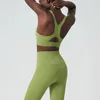 Femmes deux pièces Fitness Yoga ensemble couleur unie Super Stretch Lycra Gym costume de course beurre doux respirant vêtements d'entraînement 240311