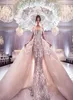 Stunning Saudi Arabia Dubai Mermaid Wedding Gowns With Detachable Train Sheer Neck Long Sleeves Bridal Dresses Lace Appliqued Vest5970285