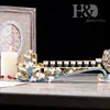 Castiçal Hanukkah Menorah pintado à mão em esmalte floral HD 9 ramos candelabros embelezados com cristais estrela de David Hamsa221t