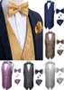 Men039s coletes clássico ouro terno colete masculino paisley colete de seda gravata borboleta lenço abotoaduras conjunto para festa wedding8424862