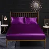 Copriletto con angoli federa in raso di seta Coprimaterasso da letto Bianco Nero Grigio Blu Viola Copriletto matrimoniale king size 20272u