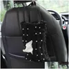 Otros accesorios interiores New Pretty Girl Pearls Puff Grid Caja de pañuelos de coche Asiento Reposacabezas Colgante Torre de papel Organizador Interior Dhtpn