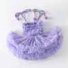 Vestiti della neonata di alta qualità Carino soffice maglia Halter vestito dal bambino dolce principessa TUTU vestito da torta compleanni vestiti per ragazze 240226