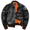 Classique A-2 Type Horsehide Us Air Force veste en cuir véritable hommes Vintage tissu vol veste rétro moto manteau A2 Style 240226