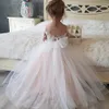 Jolie robe à fleurs pour filles, avec manches, pour fête de mariage, en dentelle, avec nœud bouffant, robe de bal de princesse, tenues pour petits anniversaires, 2023, 240309