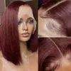 Bär Go Glueless peruk 99J Bourgogne Short Bob Wig 13x4 Spetsfront peruk för svarta kvinnor Brasilianskt mänskligt hårröd markerad färg 240228