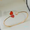 fashionable and minimalist three heart open bracelet with 18K rose gold inlaid diamond mother-in-law petal bracelet for women
