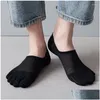 Mens Socks Five Finger Short Non-Slip Sports Breathable Split-Toed Comfortable Cotton Fashions Casual Invisible Boat Sock Drop Deliver Ottsq