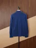 Mens Polos Spring zilli Cotton 100% Blue Leisure Long Sleeve Polo Shirt