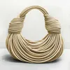 Cattle Lady Handbag Brand Cassette Knot Botteega Bvbag Knitted Double Knot Leather Bag Hand Designer Bags Small Totes Noodle 2024 Handbags Round Purse I11M