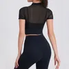 Set attivi Due pezzi Set yoga fitness Maglia sexy a maniche corte Top burroso Leggings morbidi Tuta da palestra Abbigliamento sportivo da corsa all'aperto Abbigliamento da allenamento