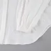 Damesblouses Wit damesoverhemd met lange mouwen Lantaarn Doorzichtige losse eenvoudige vrijetijdsjas Kantoorblouse Geplooid Dames Zonnebrandcrème