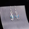 Boucles d'oreilles KONGMOON Treble Clef Note de musique océan bleu opale de feu bijoux pour femmes goutte