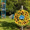 Kwiaty dekoracyjne wieniec słonecznikowy wiosenne lato na drzwi wiszące festiwale domowe festiwale okienne kubki ssące