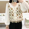 Blouses pour femmes printemps été dentelle chemisier chemise Vintage Crochet hauts femmes et avec gland Boho Cardigan Blusa Mujer De 2024