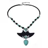 Pendentif Colliers Bohème Vintage Sier Plaqué Or Chaîne En Cuir Turquoise Collier Collier Ras Du Cou Pour Femmes Drop Livraison Je Dhgarden Dhepg