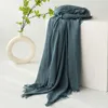 Scarves Cotton Linen Womens Spring Style Solid Color and Protection Warmth Shawl with Raw Edge Gauze