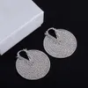 DFKorean Fashion Boucles d'oreilles polyvalentes en forme de cercle avec diamants d'eau et boucles d'oreilles circulaires en or et argent avec Internet rouge Instagram pour femme