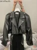 レディースジャケット韓国ファッションレザージャケットターンダウンカラージッパーPUトロップコート2024 ROPA MUJER STREETWEAR HARAJUKU Y2K TOPS