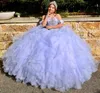肩から肩のラベンダーQuinceanera Dresses 2020 Idos Para 15 Anos Girl Sweet 16 Dress Pageant Gowns Vestidos3721056