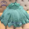 Benutzerdefinierte Baby Mädchen Kleid Geburtstag Party Schulterfrei Perlen Spitze Schmetterlinge Kleinkind Erstkommunion Kleid Blumenkleider 240306