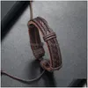 Urok bransolety ręcznie robione czarny brązowy kolor linowy pleciony skórzany urok bransoletki regulacyjne biżuteria dla kobiet mężczyzn upuszcza dostawa dhukd