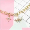 Bracelets de charme coréen chaîne en or géométrique perle pendentif bracelet avec strass pour femmes bijoux de fête livraison directe Dhgarden Dhiob