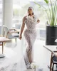 2024 Arabic Aso Ebi Plus Size Illusion Mermaid Luxurious Wedding Dress Crystals Sequined Lace Bridal Gowns Dresses ZJ202