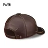 Ball Caps HL063 Spring Men's Genuine Leather Baseball Cap Brand Real Cow Hats