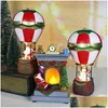 Decoraciones navideñas Adornos luminosos Resina Santa Claus Muñeco de nieve Estatuilla Globo de aire con luz LED para 2024 Suministros de fiesta de Navidad Otfxj