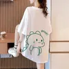 Women's T-Shirt Women Cotton T-shirt Dinosaur Print Tshirt Summer Short Sle Graphic T Shirts Tops Casual Fe Clothing Ladies Anime Blouse 240311