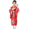 Vêtements ethniques 1 ensemble kimono japonais vibrant imprimé de fleurs de cerisier facile à porter des spectacles scolaires de cosplay pour les filles