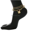 Anklets mode 3 st/set med låshänge kedjan anklet armband för kvinnor fot tillbehör sommarstrand sandaler droppe leverera dhgarden dhikz