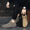 Casual Shoes Autumn Suede For Men 2024 Fashion Round Toe Flat Slip On Walking Outdoor Light Male High Top Sneakers