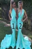 Turquoise Mermaid Bridesmaid Dresses Long 2022 High Neck Pleats Open Back African Women Wedding Guest Dress Maid Of Honor Dress Go3623744