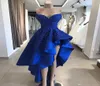 Sexy incroyable bleu royal haut bas robes de cocktail image réelle une ligne perlée appliques chérie asymétrique bal robes de soirée9860798