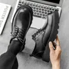 British Style Thick Soled Men Party Leather Shoes Formal Big Toe Thick Sole Men's Business Casual Shoes Senior Mens Oxfords 240307