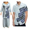 Vestidos casuais verão design de luxo respirável puletasi vestido havaiano polinésio tribal com homens aloha camisa par terno personalização