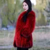 PP Haining New Fox Grass women's mediums mediumの長さラクーン犬髪Young Winter Fur Coat v 681936