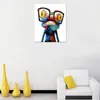 Pop Art Hand Painted Cartoon Animal Canvas Oil Painting Living Room Home Decoration Modern Paintings-Wearing Glasses Frog Framed A288B