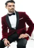 Solovedress Neue 2 Stück Burgund Männer Anzug Wolle Samt Trauzeuge Smoking Jacke Hose Set Formale Hochzeit Herren Anzüge 4097935