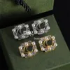 Orecchini a bottone in cristallo di perle di lusso per donne Orecchini a bottone placcati in oro alla moda con scatola per la festa di nozze