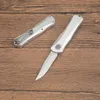 G3102 High End AUTO Tactical Knife D2 Stone Wash Blade CNC Silver Aviation Aluminum Handle Outdoor Camping Hiking EDC Pocket Knives with Repair Tool