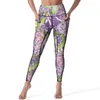 Kadın Taytlar Vintage Floral Baskı Yoga Pantolon Cepleri Özet Kiremit Push Up Nefes Alabaş Spor Taytları Hızlı Dry Fitness Leggins