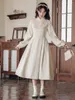 Casual Dresses Apricot Sweet Vintage Dress Chinese Style Lace Stand Neck Cute Elegant For Women Spring Long Sleeved Vestidos