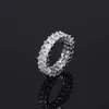 Хип-хоп медное прямоугольное кольцо со льдом Cz Bling кубический циркон с бриллиантом Eternity Band кольцо для мужчин и женщин